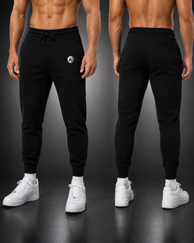 KLOCKER Premium joggers Black front and back view